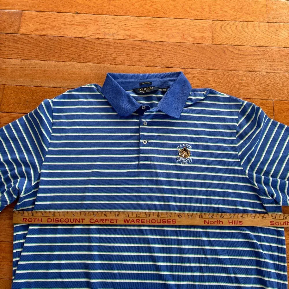 Polo Golf Ralph Lauren Shirt Mens XXL Performance Striped U.S. Open Oakmont Pony